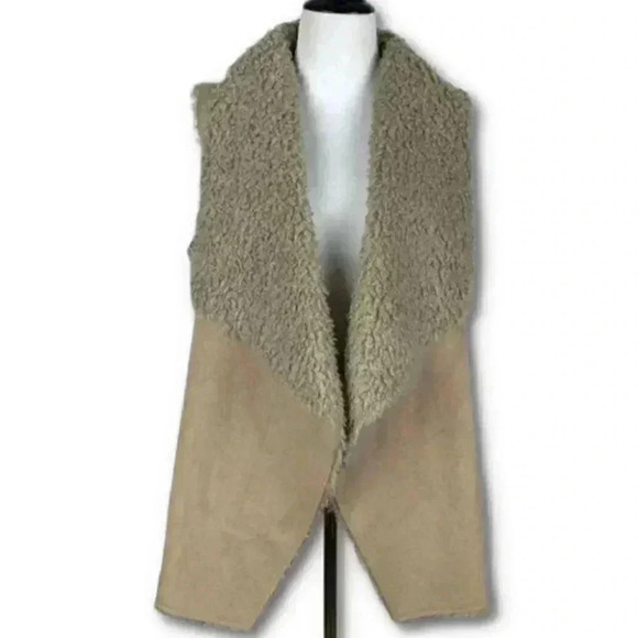 Velvet faux suede vest size M tan open front - Picture 1 of 7